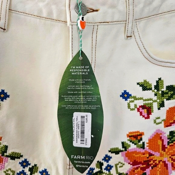 NWT Farm Rio Embroidered Floral Twill Shorts Size:L *RARE* - Picture 10 of 12